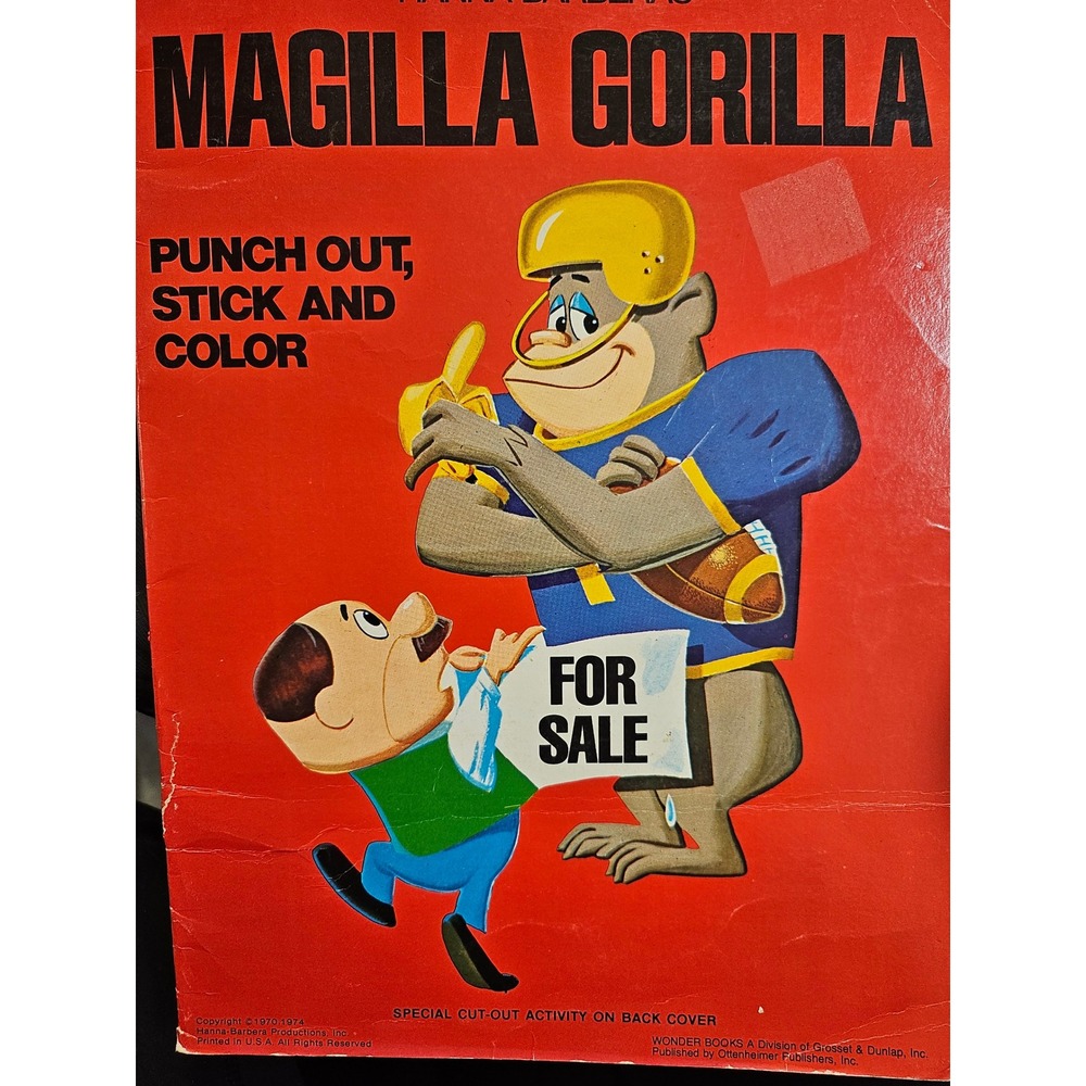 Vintage 1970 Magilla Gorilla Hanna-Barbera Punch Out Stick Color Activity Book